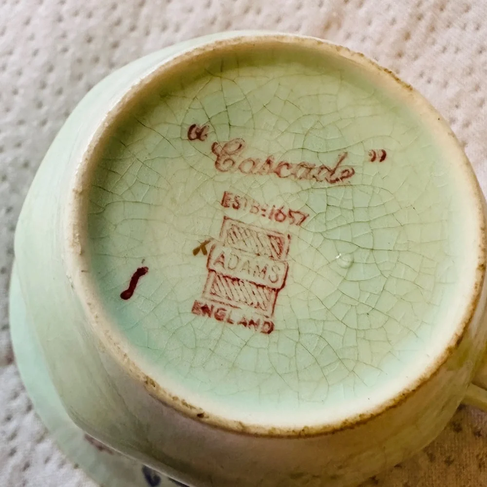 Adams Calyx England  Tea Cup Set Cascade Ware Two Saucer set Light Green Floral